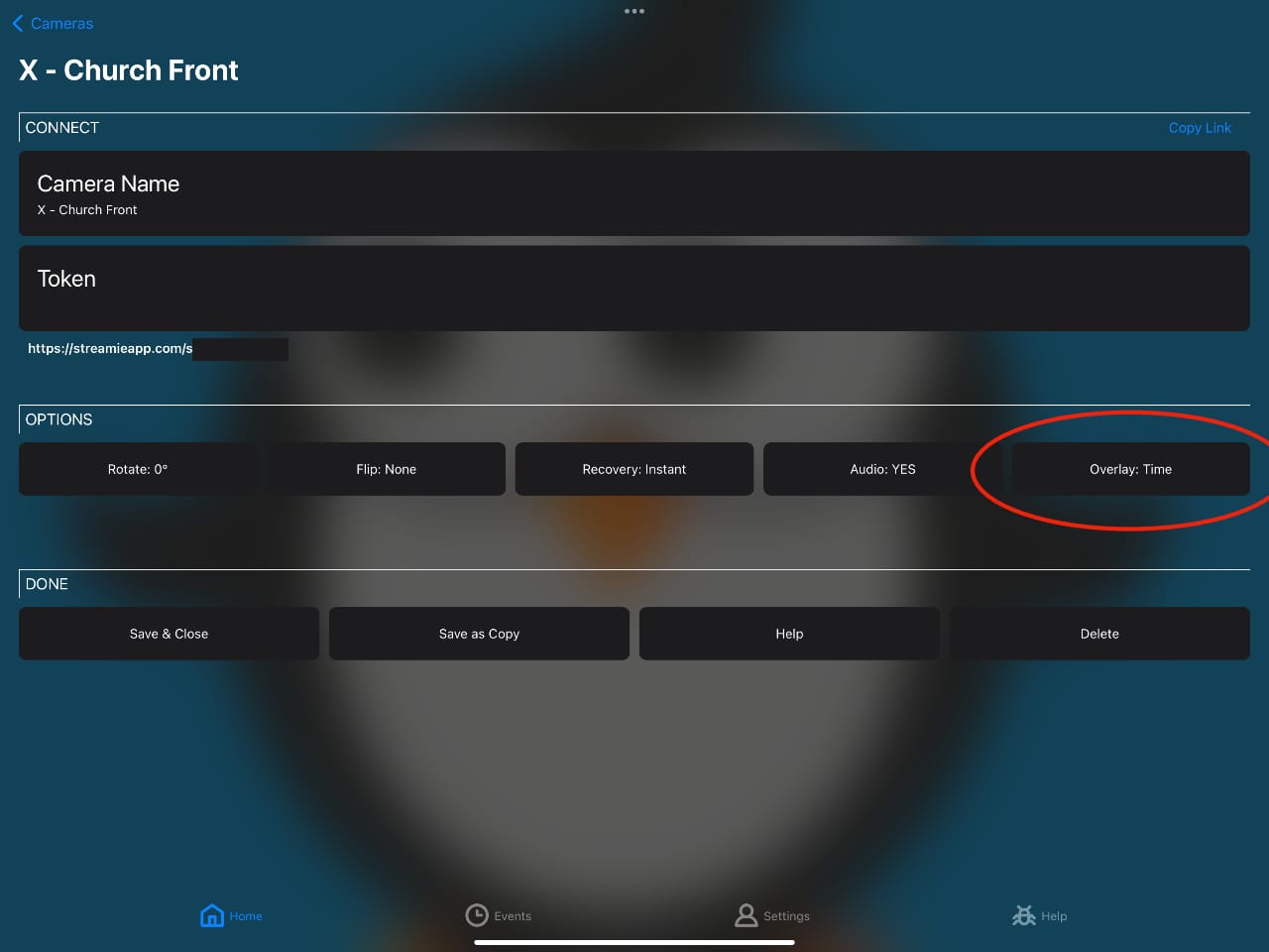 Configure Camera Overlay